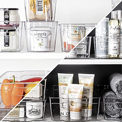 BINO | Stackable Storage Bins, Large - 2 Pack | THE STACKER COLLECTION | Clear Plastic Storage Bins | Built-In Handles | BPA-Free | Containers for Organizing Kitchen Pantry | Multi-Use Organizer Bins - size: Large