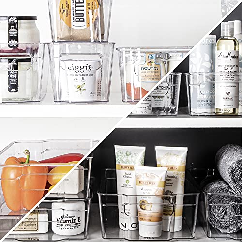 BINO | Stackable Storage Bins, Large - 4 Pack | The Stacker Collection | Clear Plastic Storage Bins | Organization and Storage Containers for Pantry & Fridge | Multi-Use Organizer Bins | BPA-Free - size: 4PK - Large
