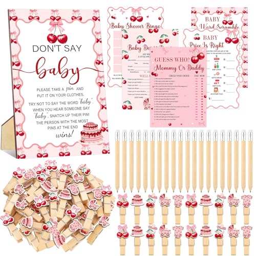 Patelai 321 Pcs Baby Shower Games Supplies, Cherry - style: Cherry