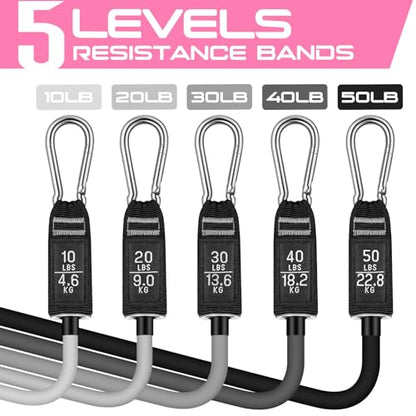 Resistance Bands with Handles, 5 Level Exercise Bands, 150LBS Workout Bands - color: Grey Set, size: 51.0 inch