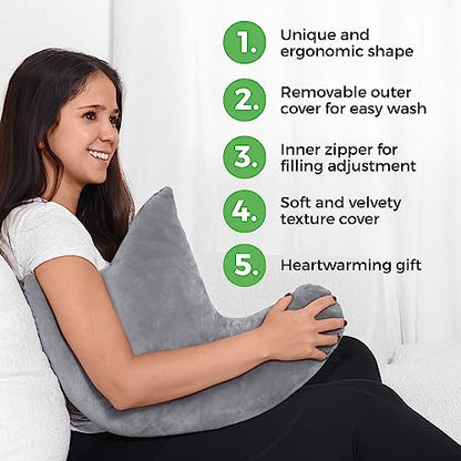Rotator Cuff Pillow Side-Sleeper Shoulder Arm Support, Washable Cover, Gray - color: Gray