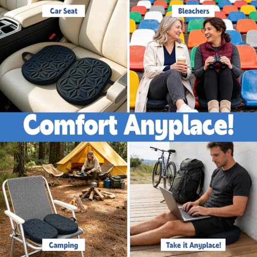 Foldable Cooling Gel Memory Foam Seat Cushion for Outdoor & Stadium Use - color: Black Leather
