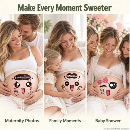 Pregnancy Belly Stickers for Maternity Photos (Happy) - style: Happy