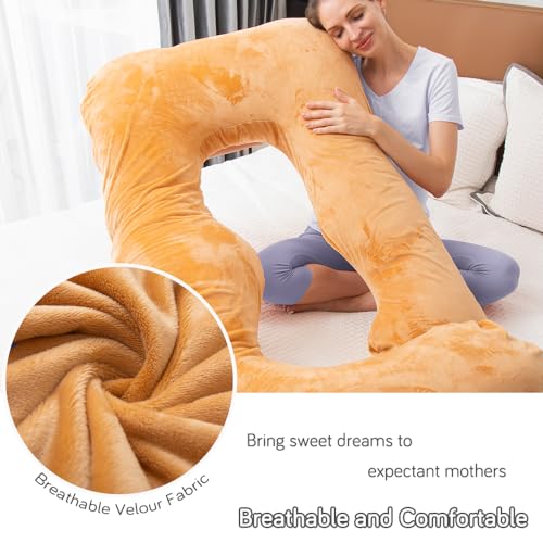 60 Inch Pregnancy Pillow for Sleeping (Brown) - color: Brown