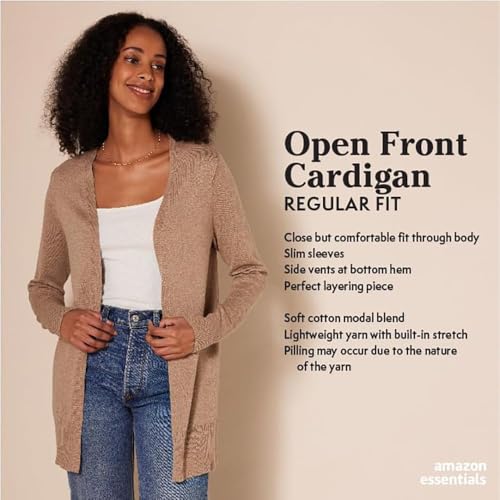 Amazon Essentials Women's Lightweight Long-Sleeve Open-Front Long Cardigan Sweater, Regular Fit - color: Black, size: XX-Large