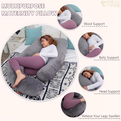 60 Inch Pregnancy Pillow for Sleeping (Dark Grey- Memory Foam) - color: Dark Grey- Memory Foam