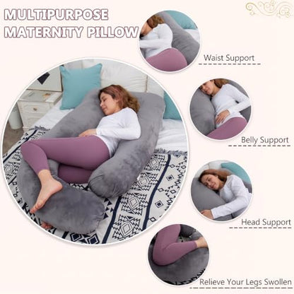 60 Inch Pregnancy Pillow for Sleeping (Dark Grey- Memory Foam) - color: Dark Grey- Memory Foam