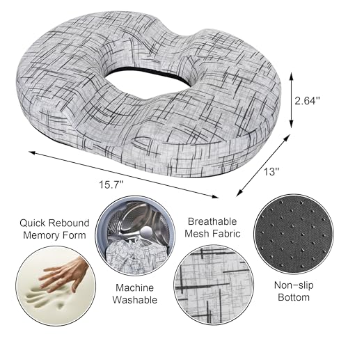 Donut Pillow Seat Cushion for Tailbone Pain Relief Hemorrhoids - color: Line