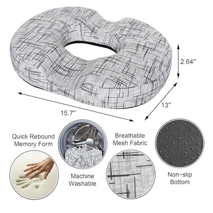 Donut Pillow Seat Cushion for Tailbone Pain Relief Hemorrhoids - color: Line