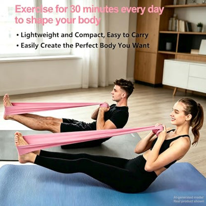 Long Resistance Bands for Working Out, Physical Therapy, Yoga & Pilates - color: Pink