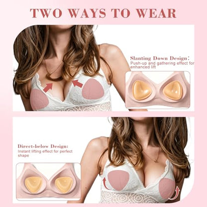 Double Sided Sticky Push Up Bra Inserts，Reusable Invisible Sticky Bra Pads for Dresses and Bikinis - size: Large