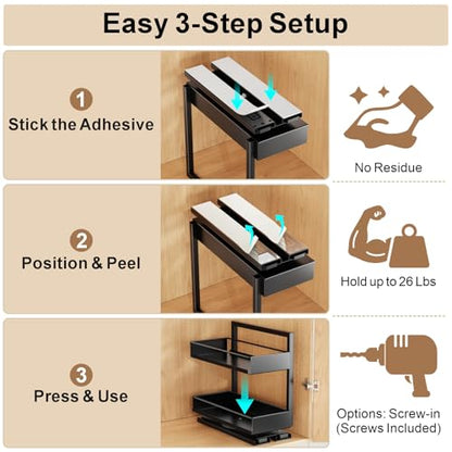 iSPECLE Pull Out Spice Rack - 2 Pack Swivel Spice Organizer for Cabinet - color: 2-Pack Black