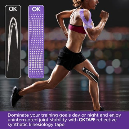 OK TAPE Synthetic Kinesiology Tape, Elastic Physical Therapy Athletic Tape - color: Black-track