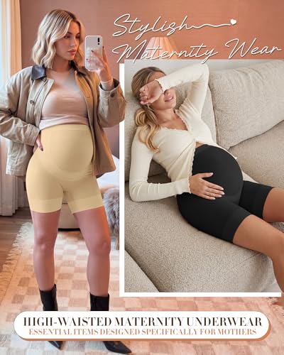 3 Pack Maternity Shapewear Shorts - color: Cinnamon Pink, Nude, Black, size: Small