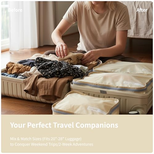 Cipway Packing Cubes for Travel 5 Set Vanilla Cream - color: Vanilla Cream
