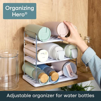YouCopia UpSpace 9 Water Bottle Organizer, Adjustable Tumbler Cabinet Rack - size: 9 Bottle Premium