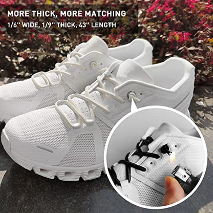 3 Pairs Elastic No Tie Shoe Laces, Stretch Bungee Laces - color: Cream