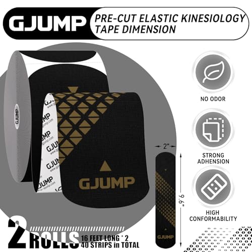 Kinesiology Tape, Precut Athletic Sports Tape 40 Strips (2 Rolls)