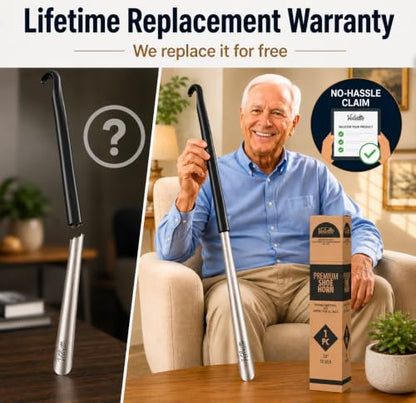 Velette Extra Long Shoe Horn - 30 Inch Stainless Steel for Seniors - size: 1Pc (30'') - Metal