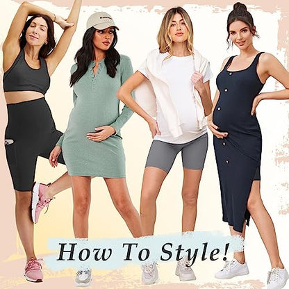 GROTEEN 3 Pack Women's Maternity Shorts with Pockets Over the Belly - color: Black/Black/Black, size: Small