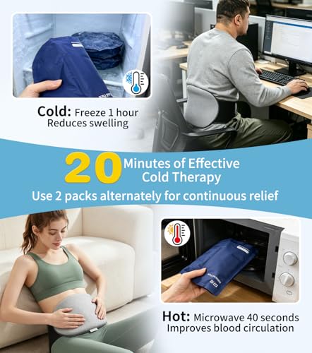 UNCN Extra Large Ice Pack Back Pain Relief 2 Pack Adjustable Waist Strap