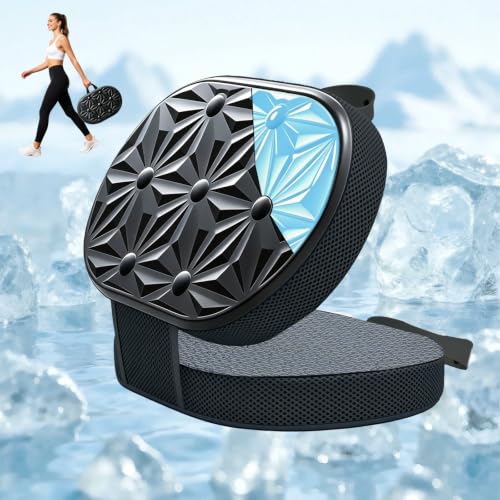 Foldable Cooling Gel Memory Foam Seat Cushion for Outdoor & Stadium Use - color: Black Leather