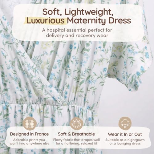 Maternity Dress - Botanical Collection - color: Blue Green Botanical, size: X-Large