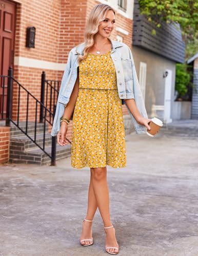 Maternity Summer Dress Breastfeeding Nursing Friendly Pregnancy Dresses - color: Yellow Floral, size: Large