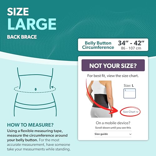 BraceAbility Elastic Low Back Brace - Compression Lower Back Support Belt for Sciatica, Heavy Lifting at Work, Herniated Disc, Workouts, Sleeping, Lumbar Support, Lower Back Pain in Women and Men (L) - size: Large