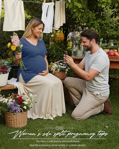 Ficerd 3 Pack Women's Maternity Shirts - color: Myrtle Green, Muted Pink, Hazy Blue, size: Small