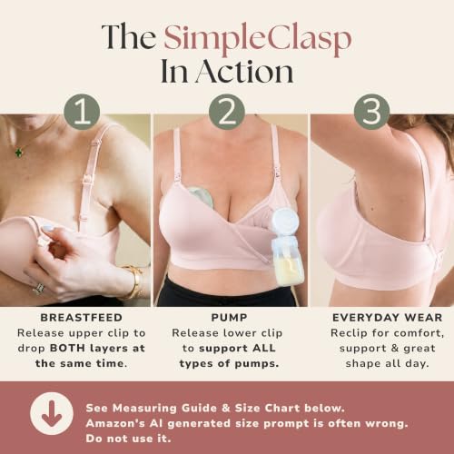 Simple Wishes Pumping Bra Hands Free, Nursing Bra for Breastfeeding - color: Ballet Slipper, size: Medium