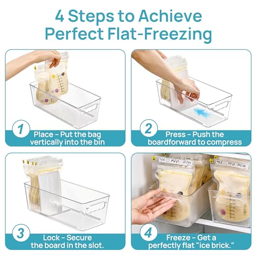 Vtopmart 4 Pack Breast Milk Storage Bags Container with Adjustable Dividers - size: 4 Pack