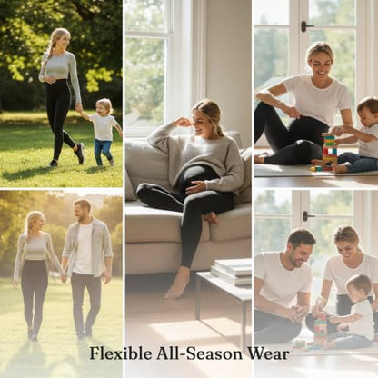 BLANQI Maternity Leggings for Women - Over The Belly Pregnancy Tights with Moderate Support & Seamless Comfort Fit - size: Medium