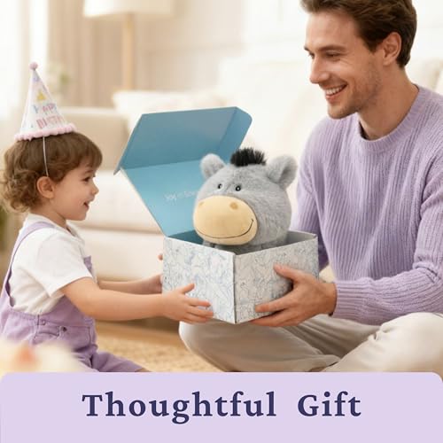 IKASA Microwavable Stuffed Animal Donkey Plush, Heating Weighted 1.5 lbs - color: Blue Donkey