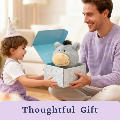 IKASA Microwavable Stuffed Animal Donkey Plush, Heating Weighted 1.5 lbs - color: Blue Donkey