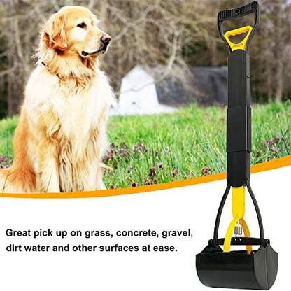 ienjoyed 32“ Tall Pooper Scooper, Large Pooper Scooper for Dogs Heavy Duty, Dog Pooper Scooper with Long Handle & High Strength Durable Spring, Foldable Dog Poop Pick Up, Yellow - size: 32-inch(Yellow)