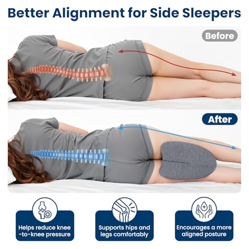 Knee Pillow for Side Sleepers Hip Pain, Gel Memory Foam, Grey - color: Grey