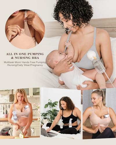 As Fairy Wireless Seamless Pumping Bra Hands Free Nursing Bra Wirefree Comfort Wearable Breast Pump Brass - color: Grey, size: Medium Plus