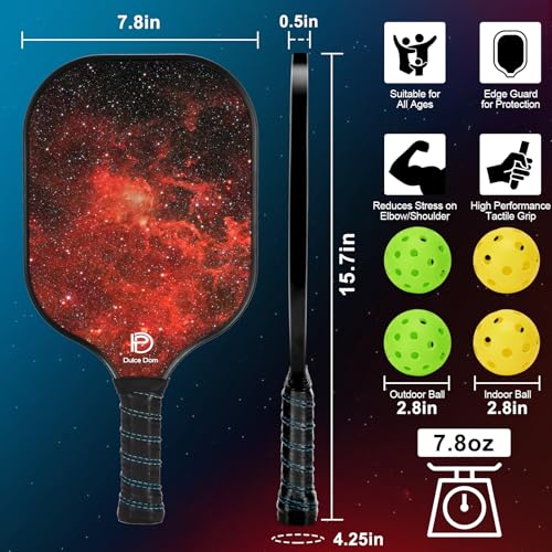 DULCE DOM Pickleball Paddles Set of 2/4 - USAPA Approved - color: Red*4