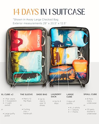 TRIPPED Travel Gear Large Compression Packing Cubes 7-Piece Set for Travel - color: National Parks