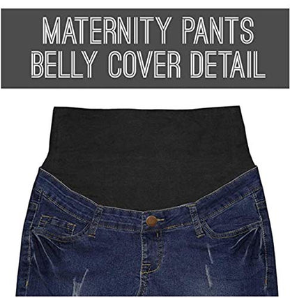 Hybrid & Company Women's Comfy Maternity Shorts - color: Bermuda-bm5826a-darkwash, size: Medium