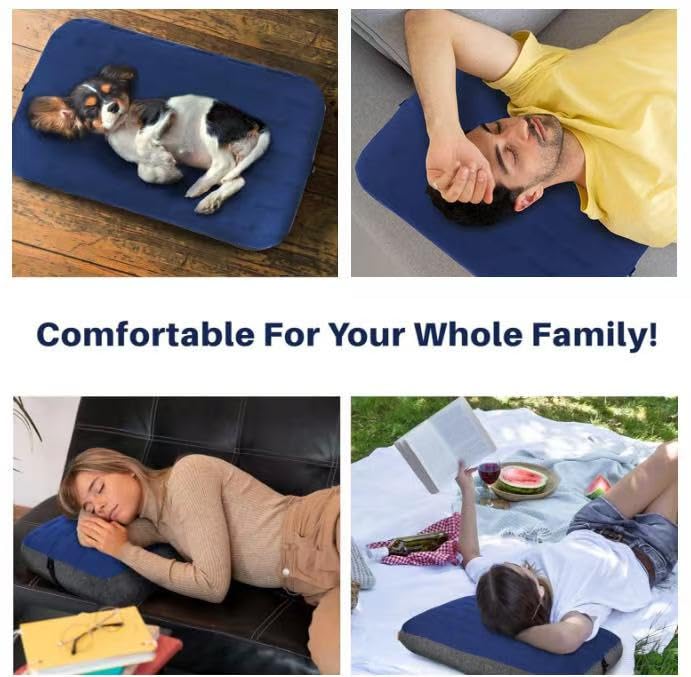 TREKOLOGY Aluft Ultra Inflatable Camping Travel Pillow, Large 24x15in, Blue - color: Blue