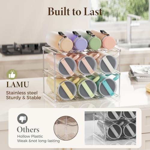 LAMU Stackable Water Bottle Organizer Holder Tumbler Cup Storage Rack - size: 3 Tier