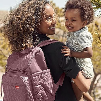 Skip Hop Diaper Bag Backpack: Forma, Multi-Function Baby Travel Bag with Changing Pad & Stroller Attachment, Mauve Mist - color: Mauve Mist