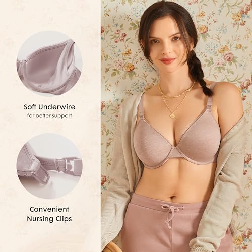 CALVENA Women's Lightly Padded Nursing Bra - color: Cameo Heather, size: 36B