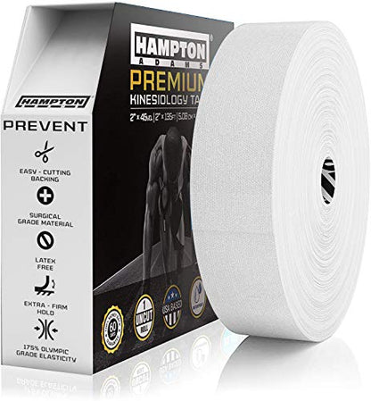Hampton Adams Kinesiology Tape, Uncut Roll, Waterproof Muscle Support - color: White, size: 2in x 135ft (1 Roll)