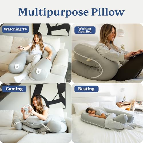 Plufl Hugl Cooling Body Pillow for Adults, U Shaped Pregnancy Pillow, White - color: White, size: Large