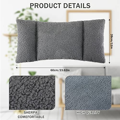 Queekay Fleece Lumbar Support Pillow 3 Section for Office Chair, Gray - color: Gray
