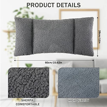 Queekay Fleece Lumbar Support Pillow 3 Section for Office Chair, Gray - color: Gray