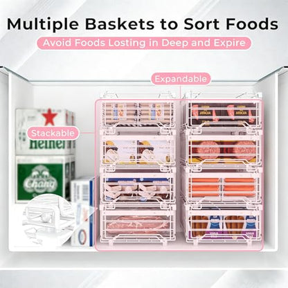 Stackable Chest Freezer Organizer Bins - White, 4 PCS - color: White